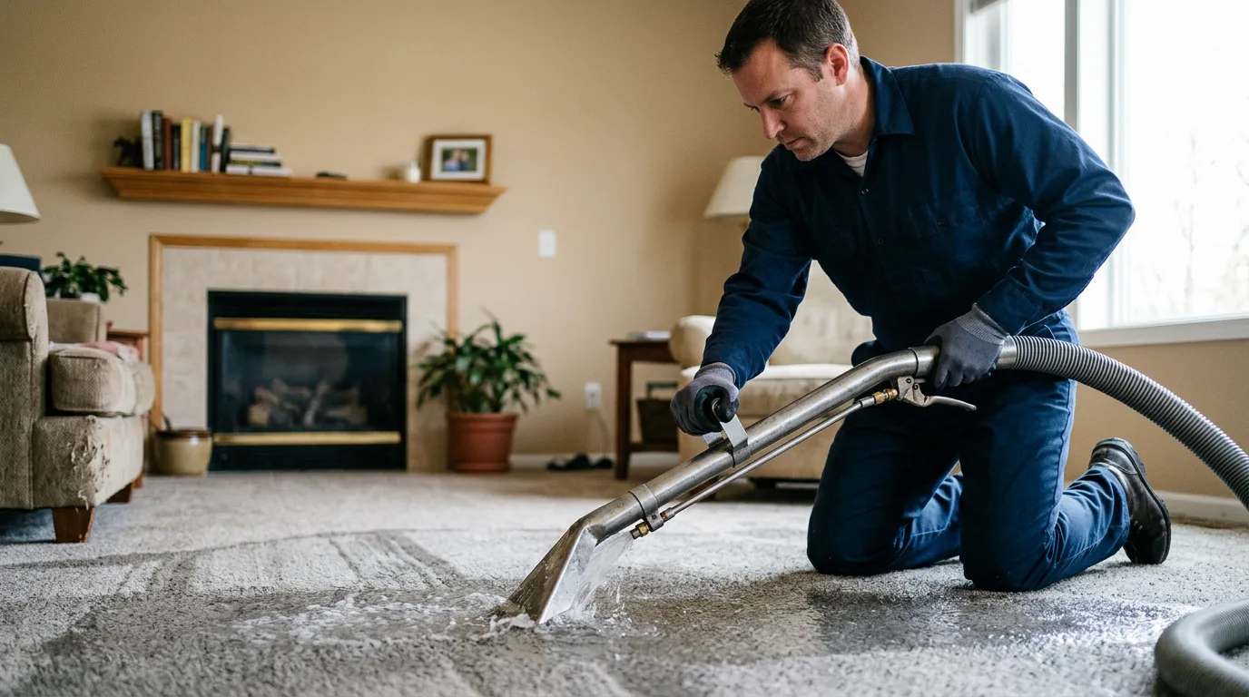 Water damage restoration technician working near Cooksville, IL